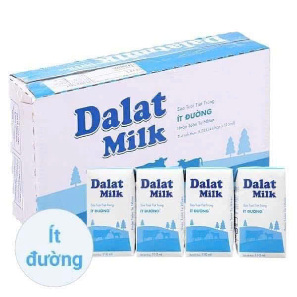 THÙNG SỮA TƯƠI DALATMILK ÍT ĐƯỜNG 110ML