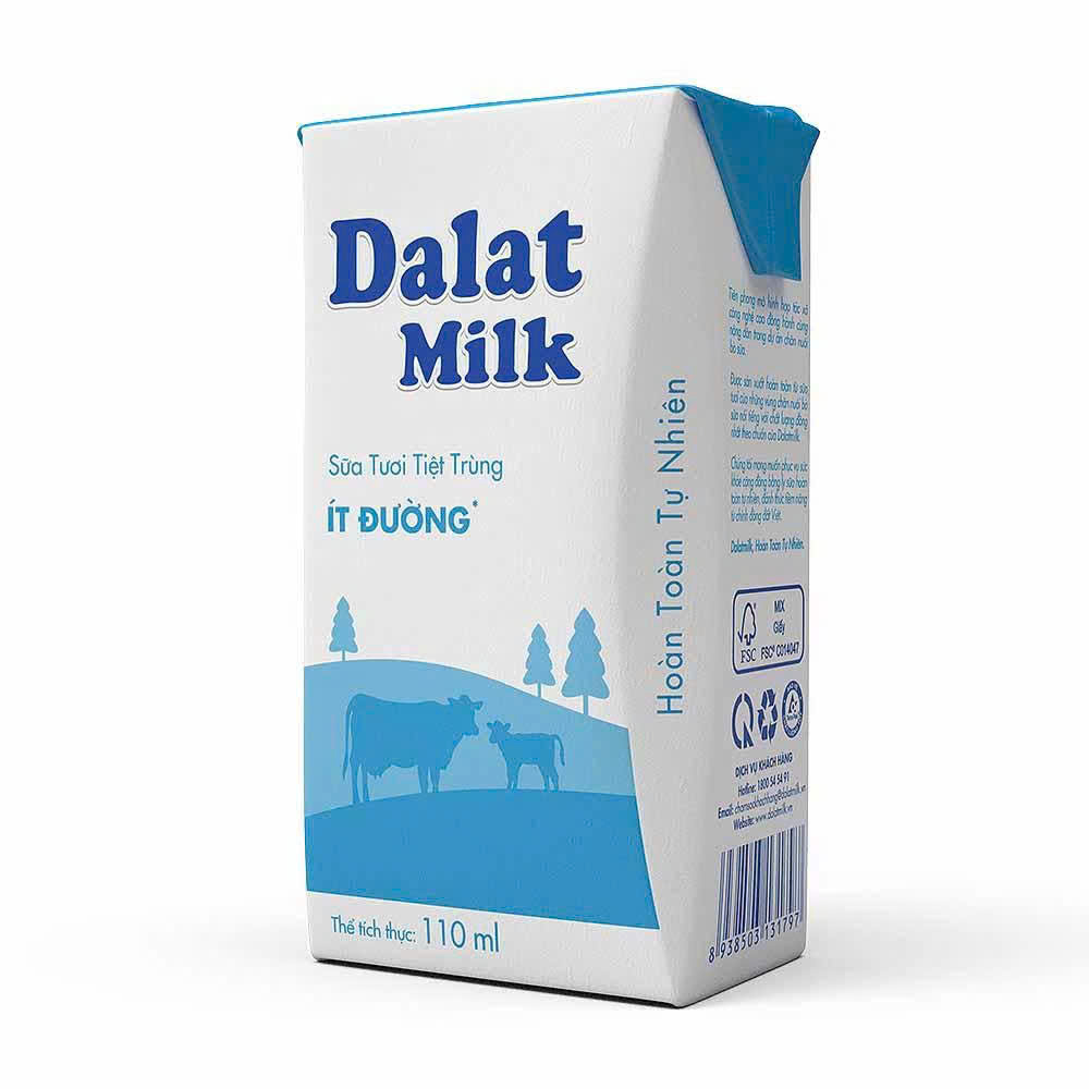 LỐC SỮA TƯƠI ÍT ĐƯỜNG DALATMILK  110ML